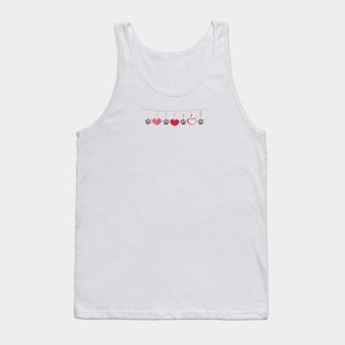 Black paw prints with hanging hearts Tank Top